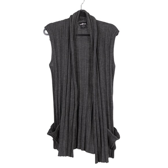 Its Our Time Cardigan Sweater XL Womens Charcoal Gray Ribbed Knit Long Pockets - Picture 1 of 5